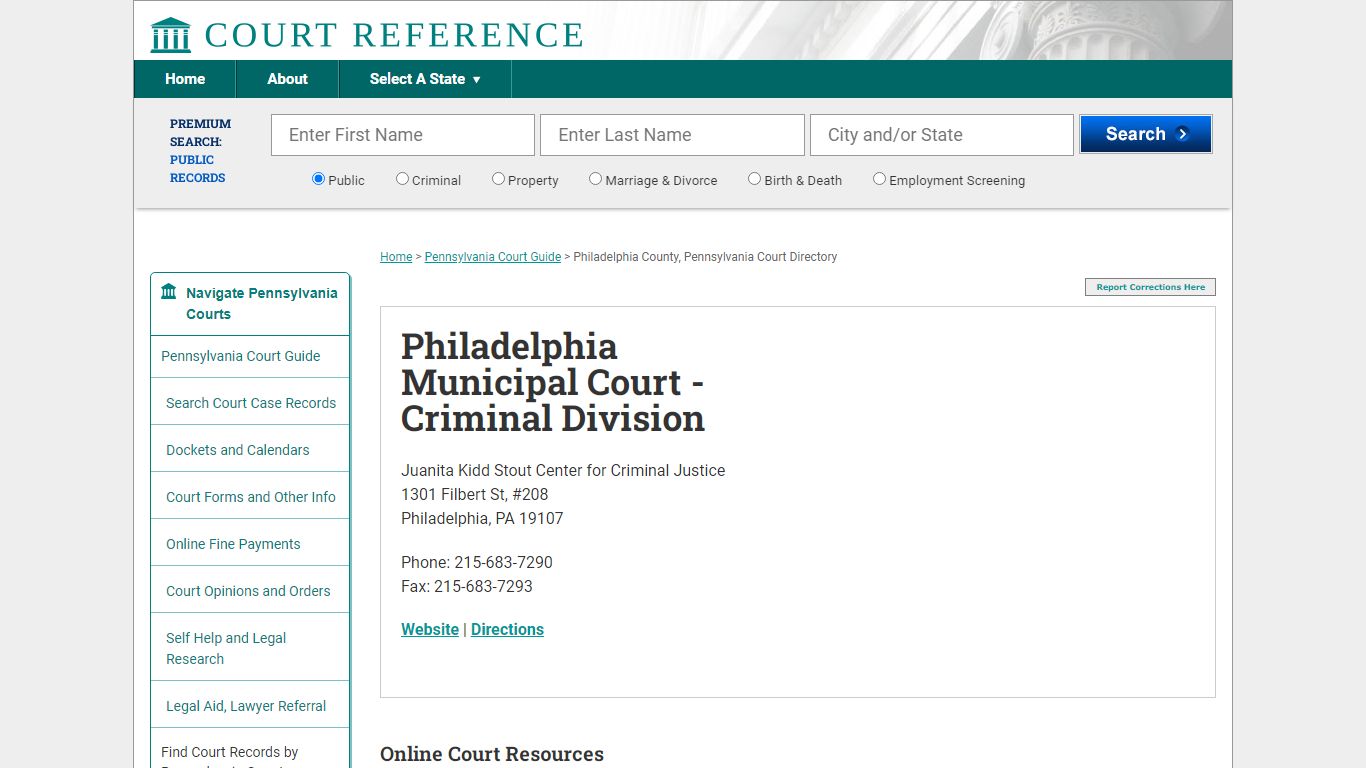 Philadelphia Municipal Court - Criminal Division - CourtReference.com